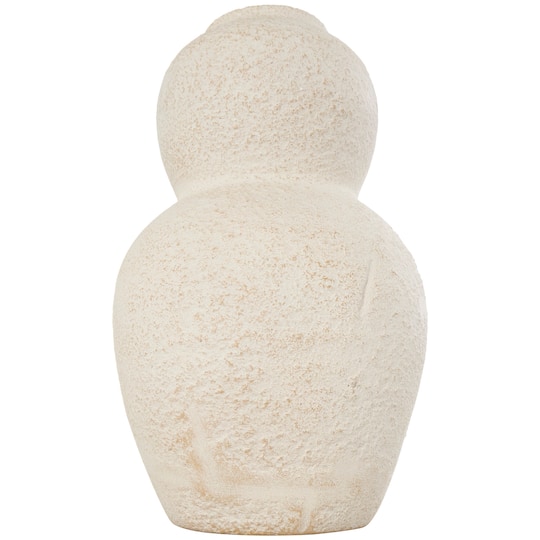 15" Cream Ceramic Hourglass Textured Vase
